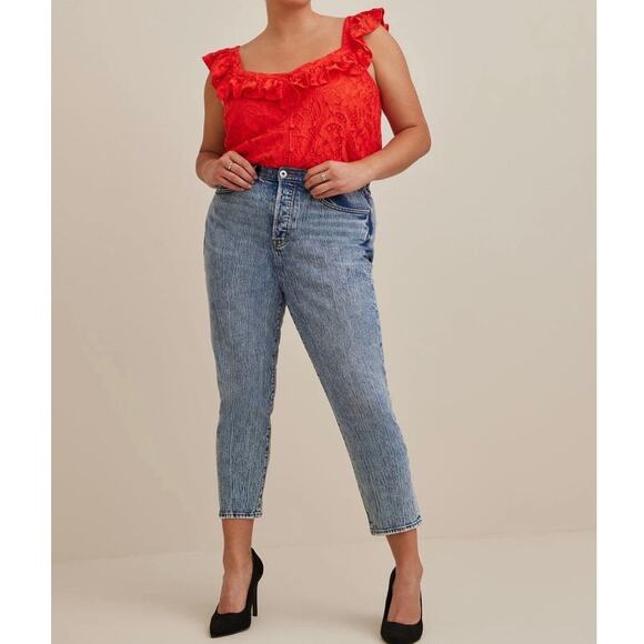 Torrid Orange Lace Ruffle Collar Button Front Sleeveless Top Size 2X - Picture 8 of 10